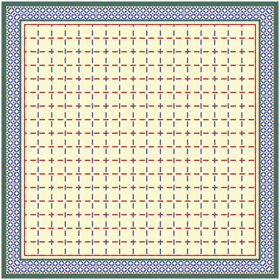 Square dot print with geometric pattern in light color background vector