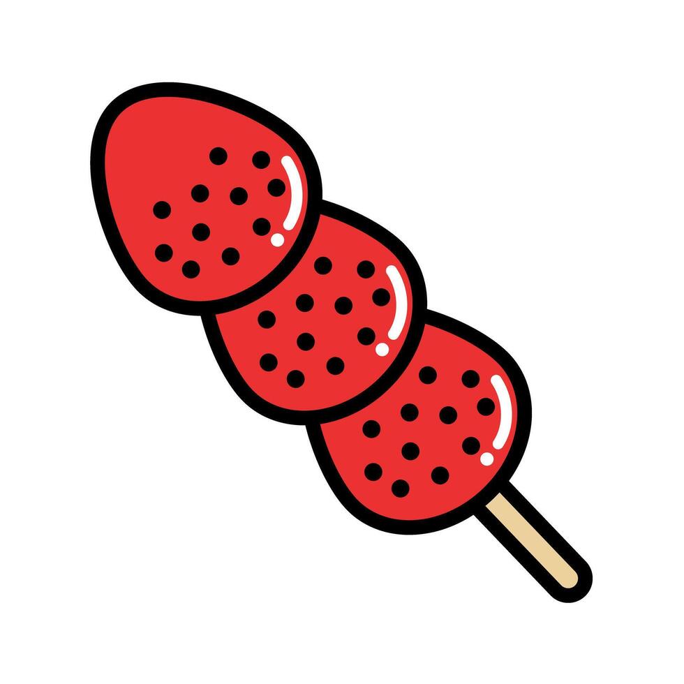 Candied strawberries icon. Street food. vector