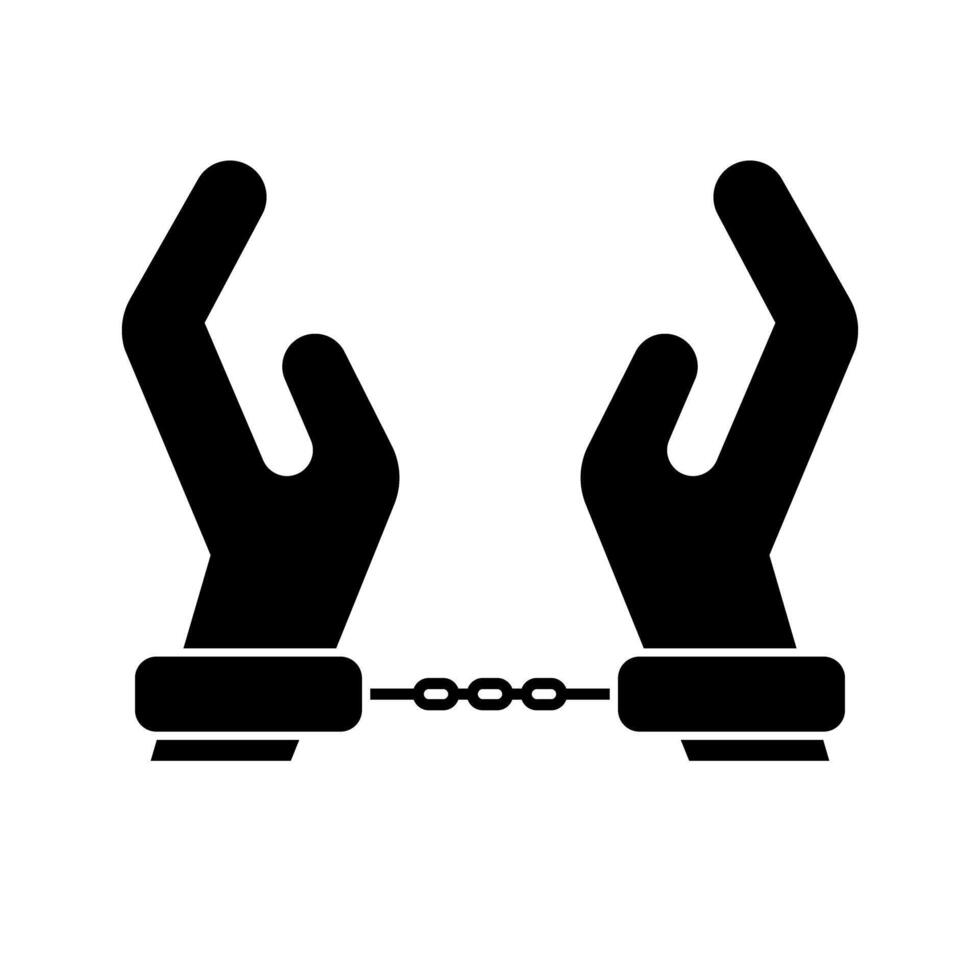 Hands in handcuffs silhouette. Arrest silhouette. vector