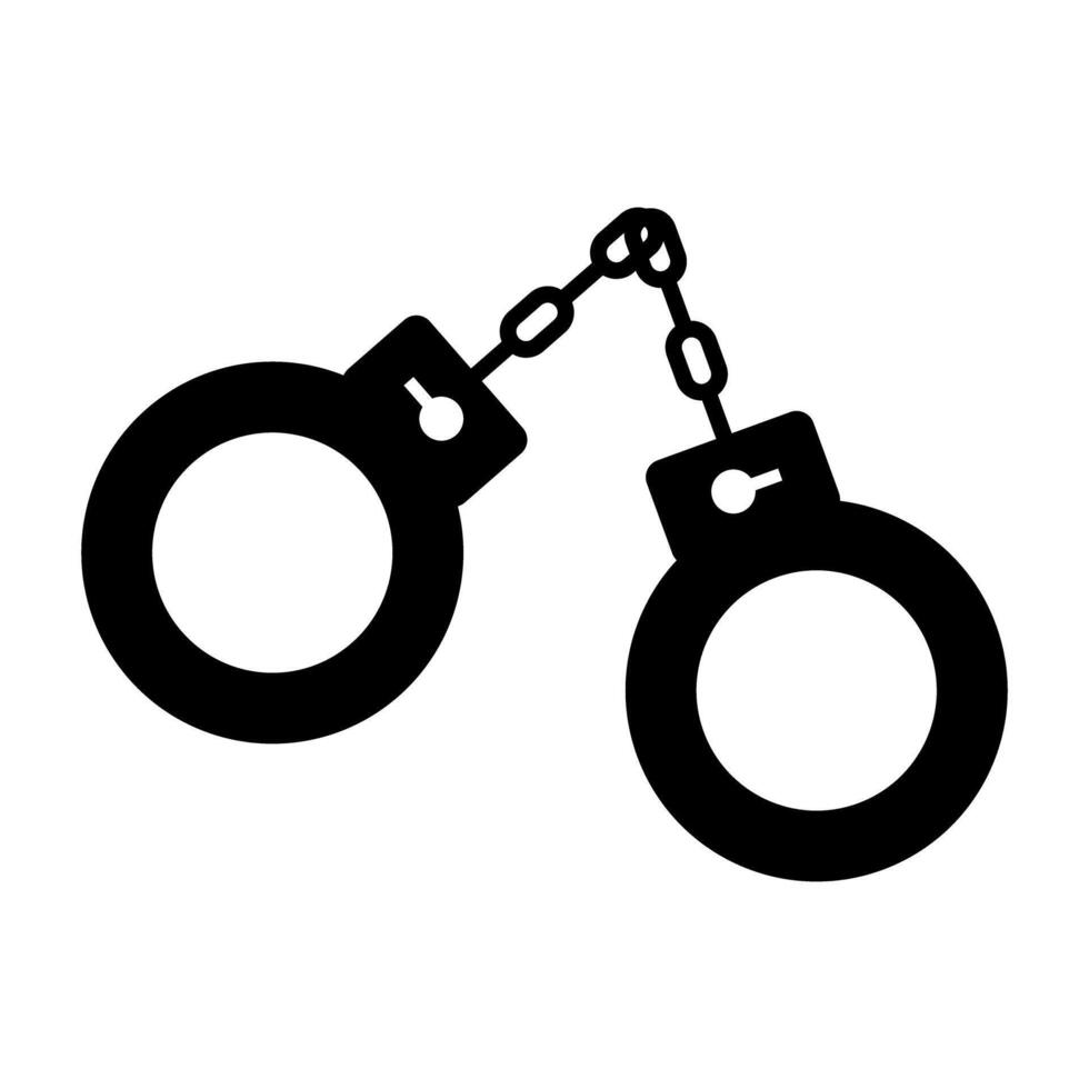 Silhouette of Classic Metal Handcuffs Design. vector