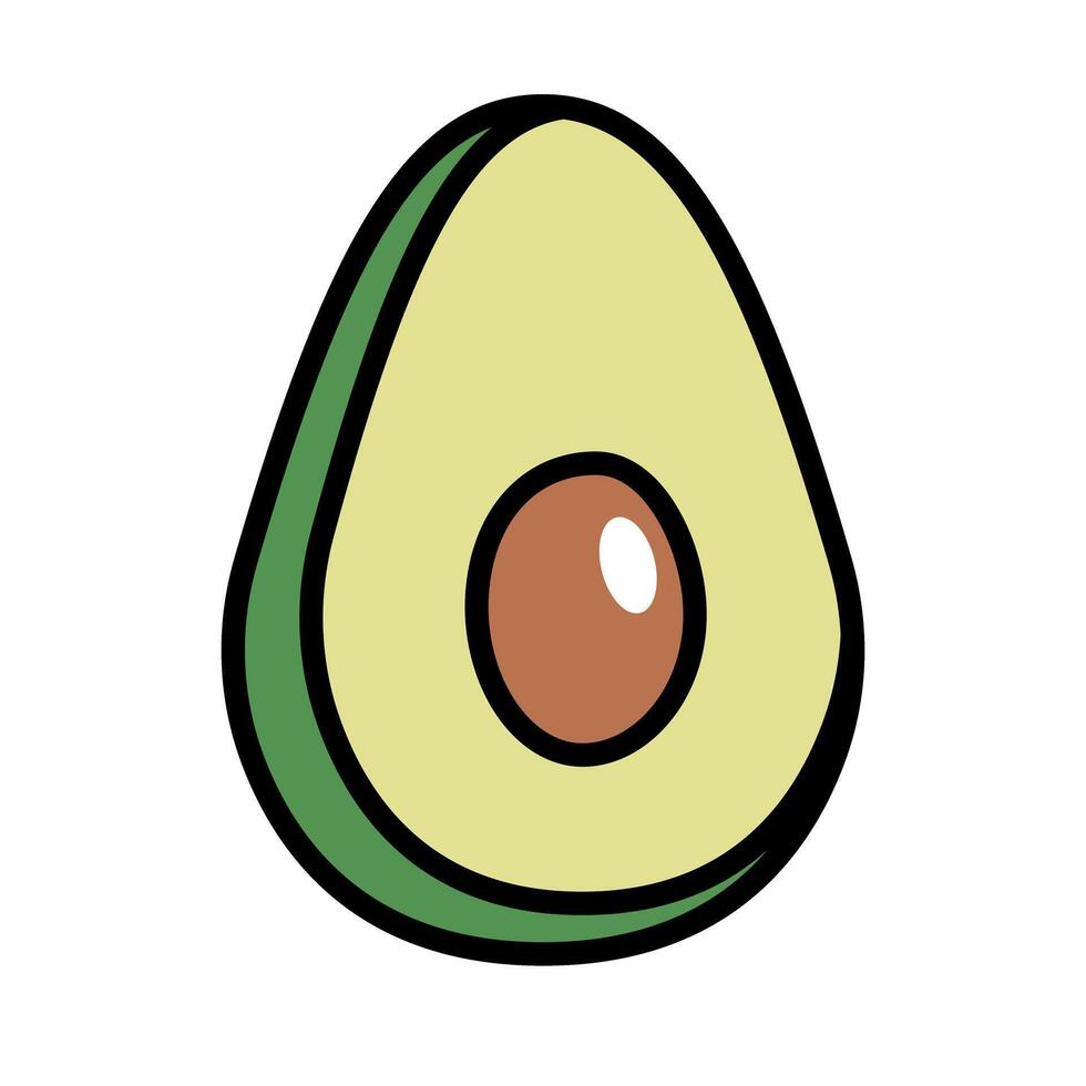 Flat design cut avocado icon. vector