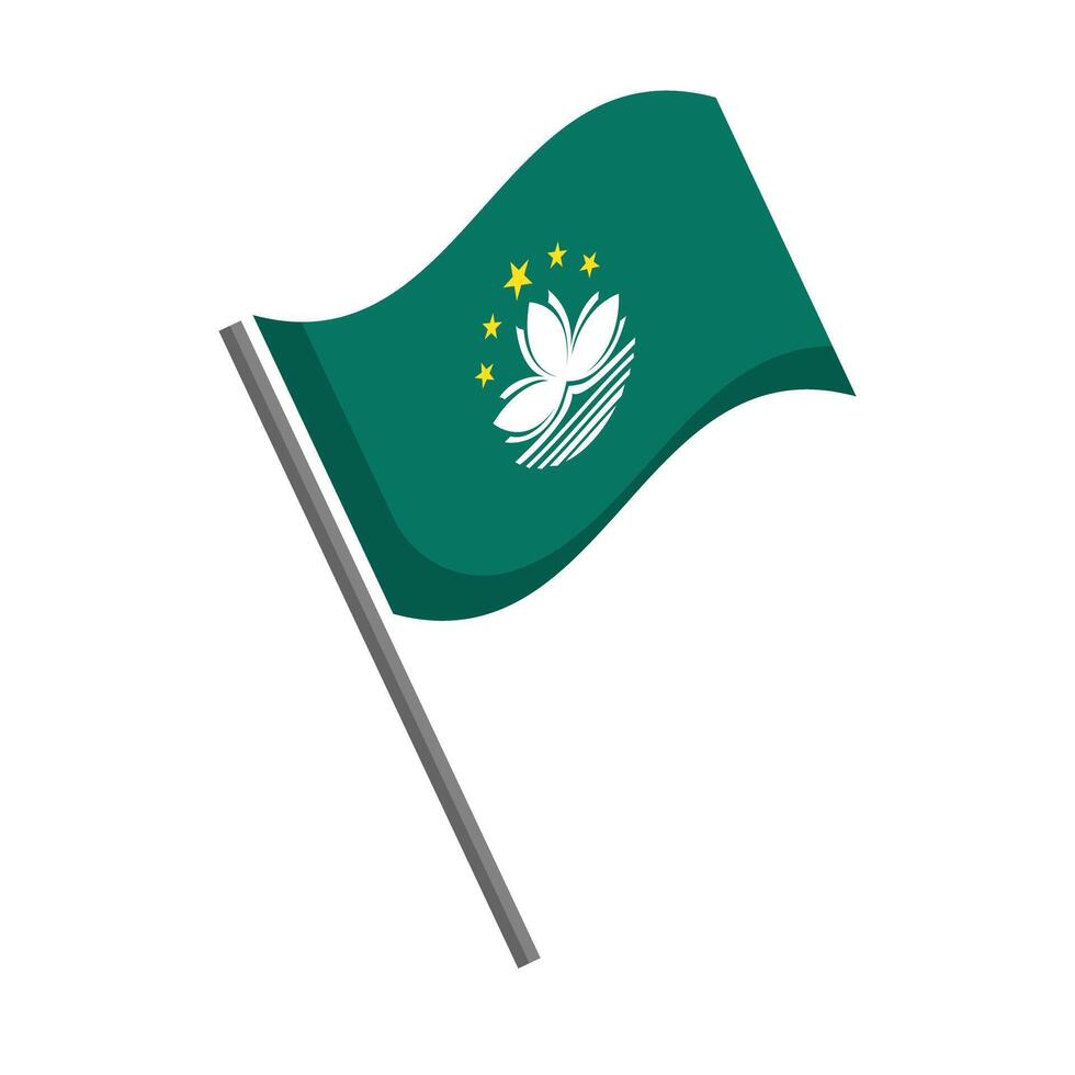 Macau flag icon with pole. vector