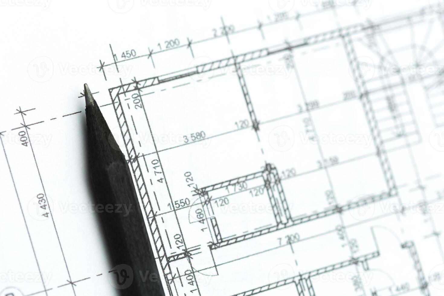 Architect worplace top view. photo