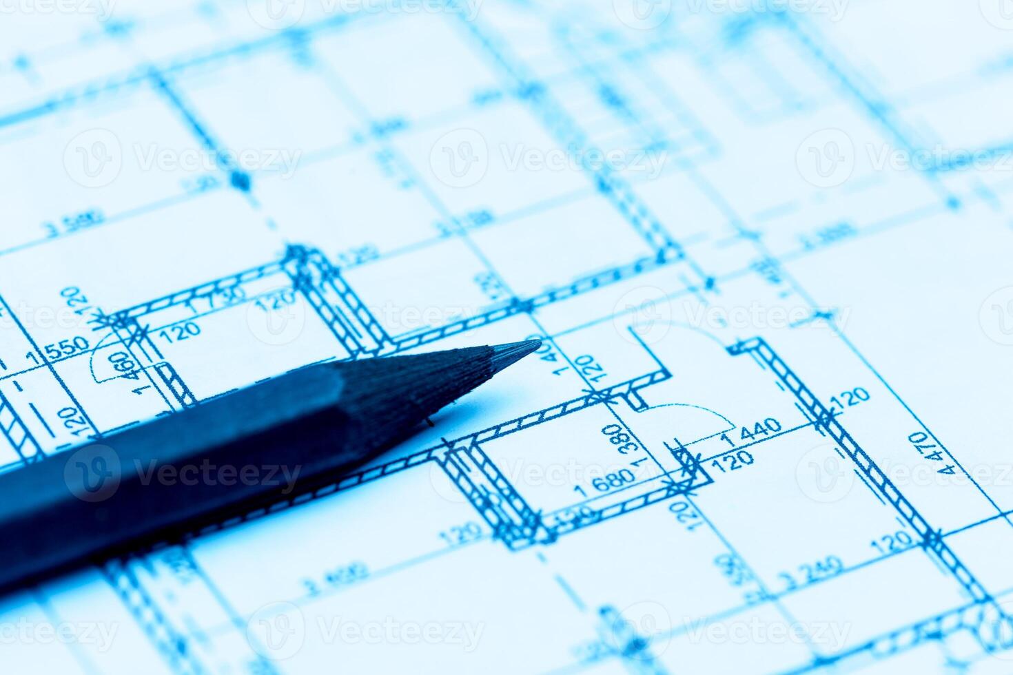 Architect worplace top view. photo