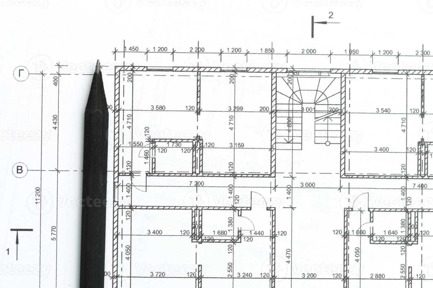Architect worplace top view. photo