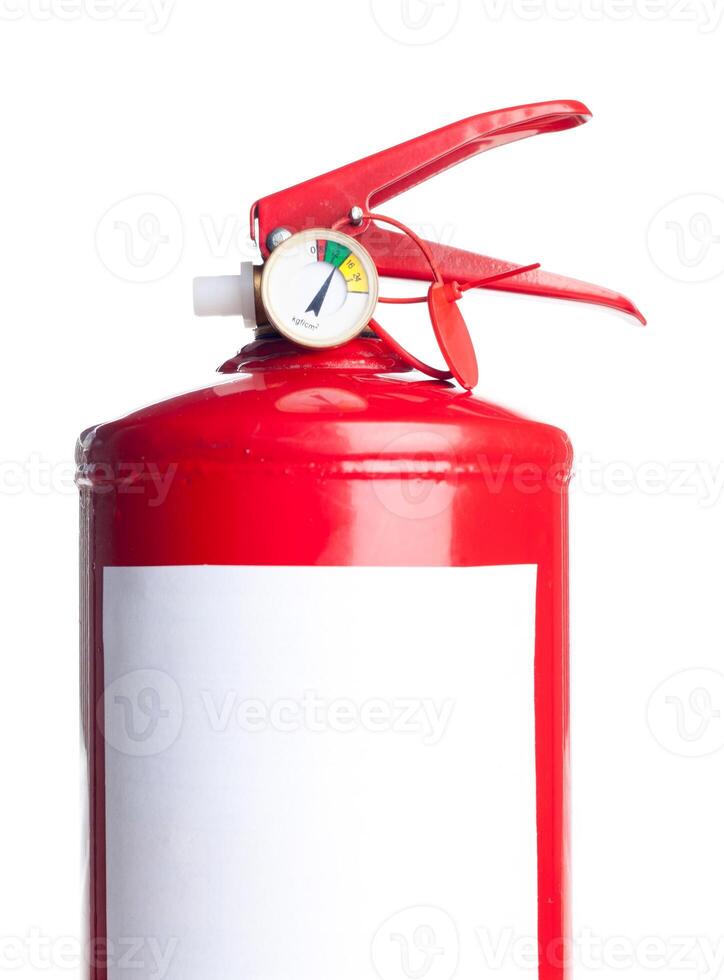 Red fire extinguisher isolated on white photo