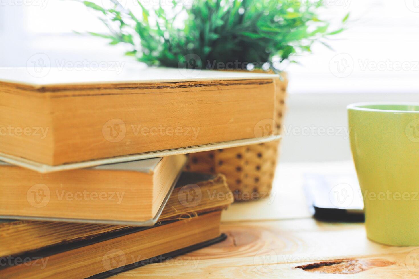 Background from books. Books close up. photo