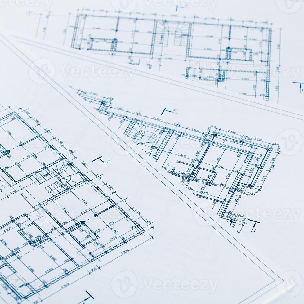 Architect worplace top view. photo