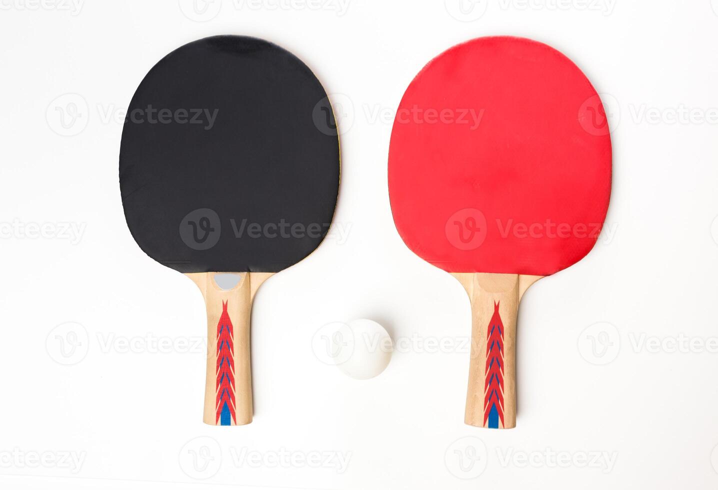 ping-pong rackets and ball, isolated on white photo