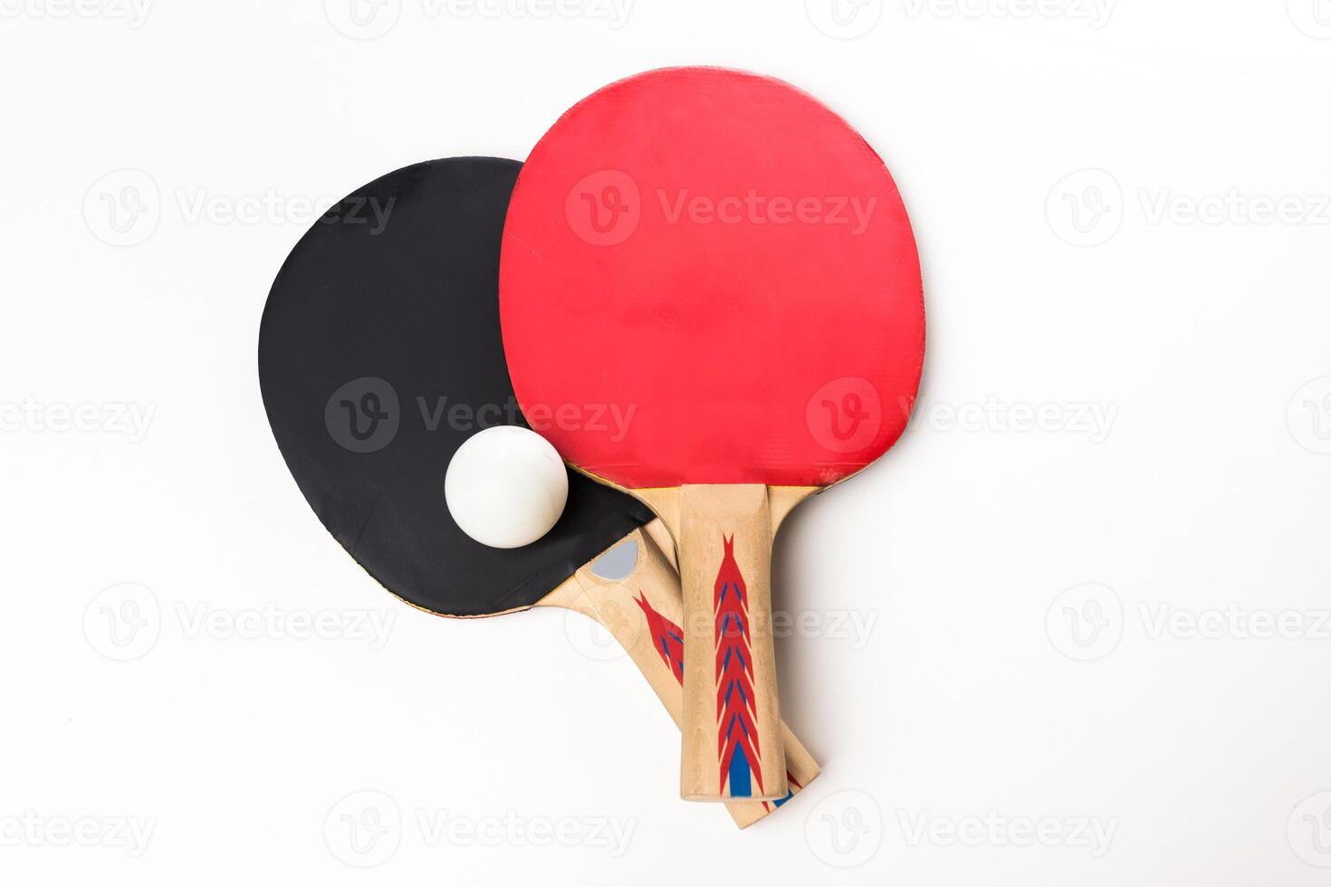 ping-pong rackets and ball, isolated on white photo