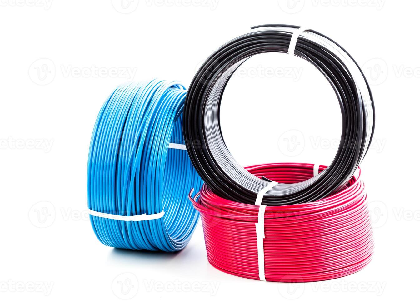 set colored electric cable on white background photo