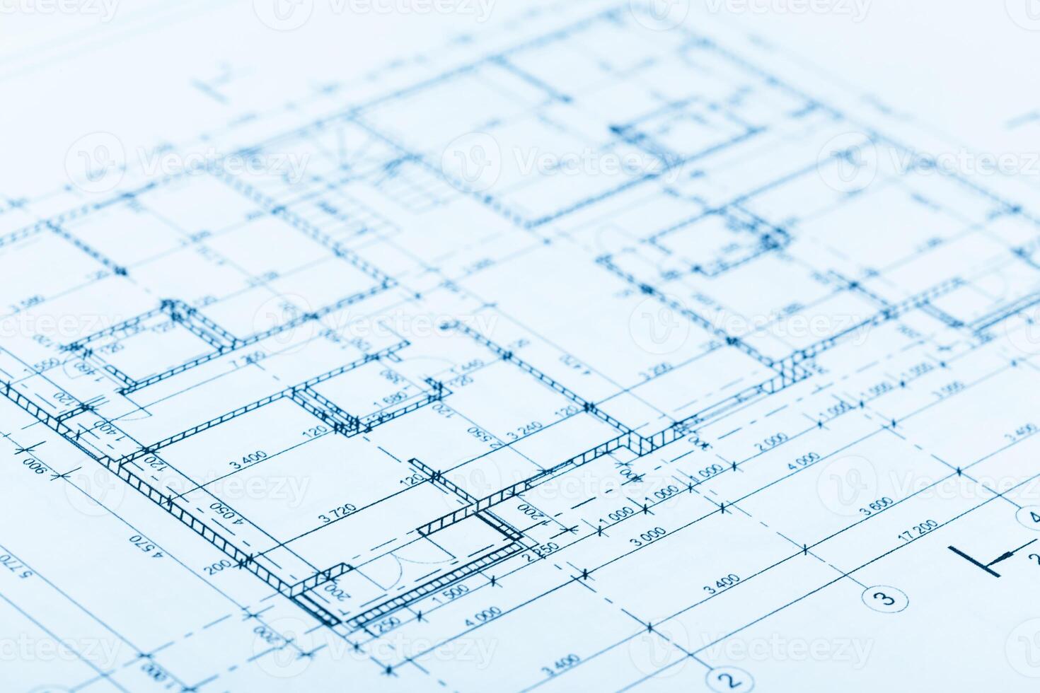 Architect worplace top view. photo