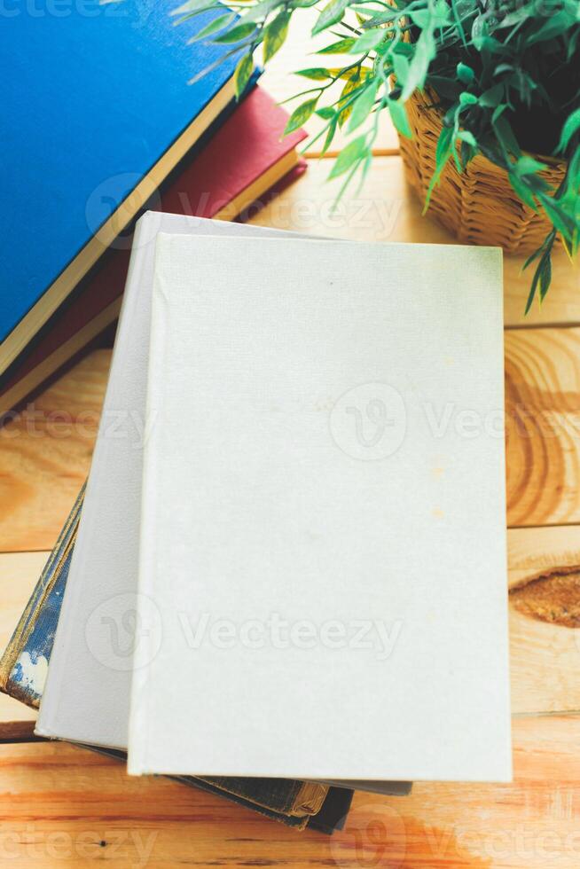 Books On Wooden Desk photo
