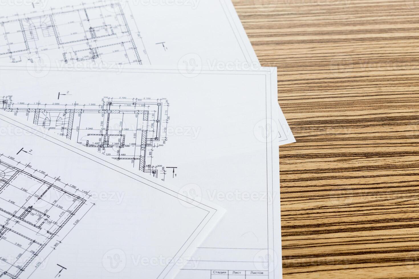 Architect worplace top view. photo
