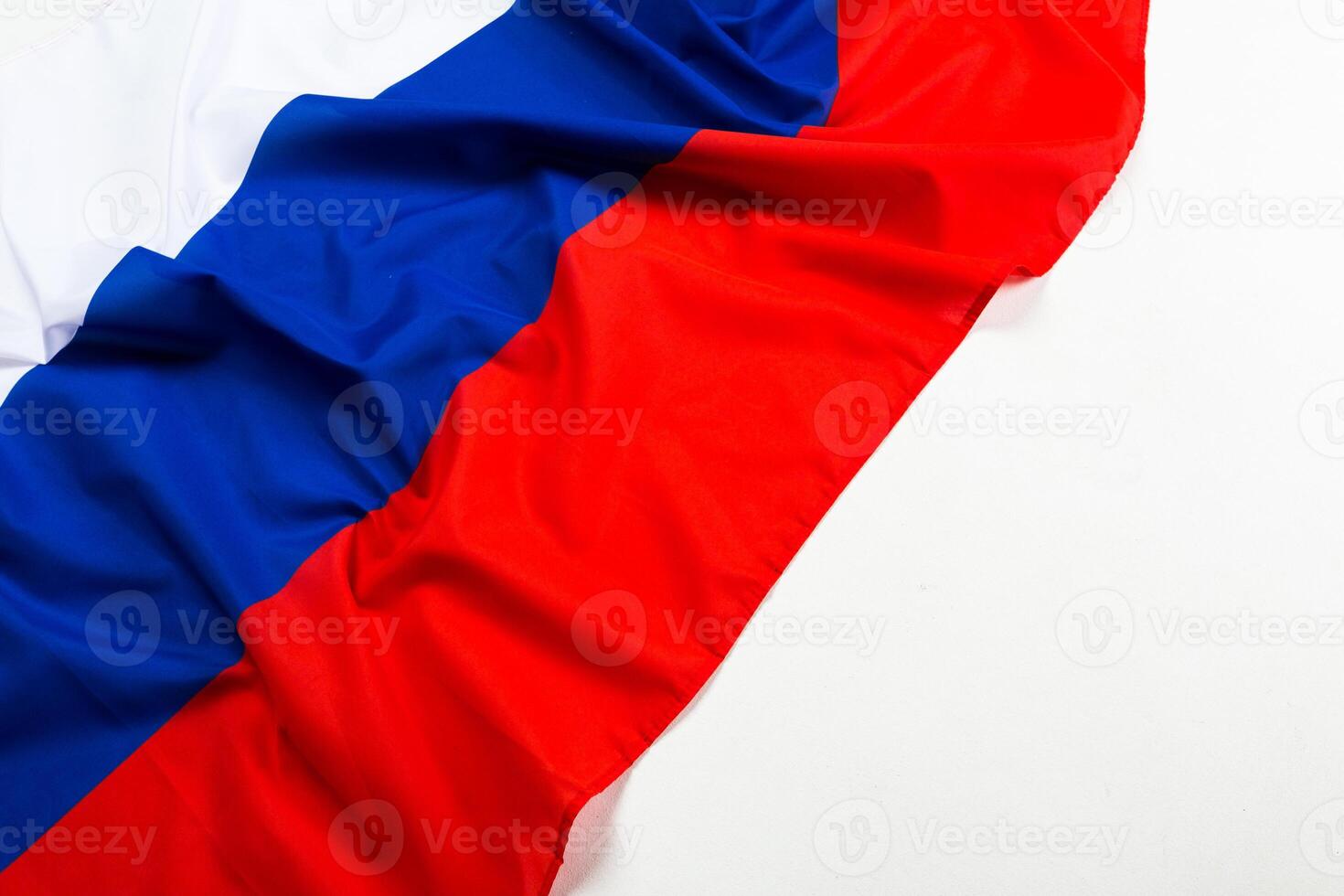 close up shot of wavy flag of Russia photo