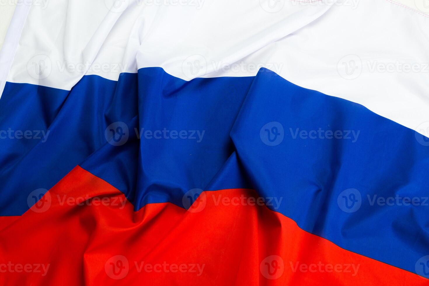 close up shot of wavy flag of Russia photo