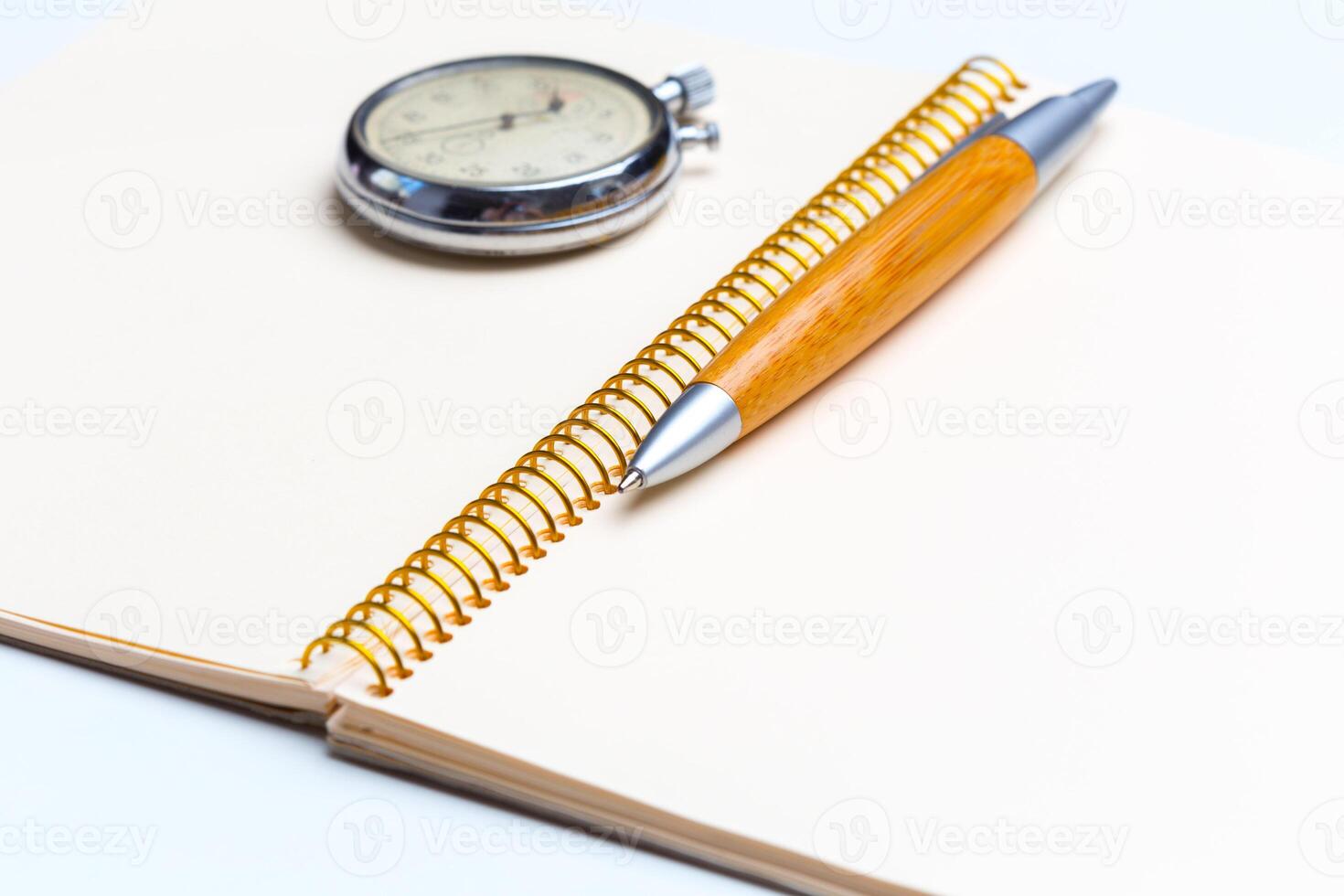 blank notepad for Todo list with pen and clock photo