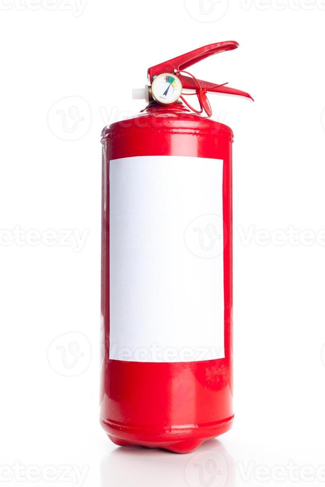 Red fire extinguisher isolated on white photo