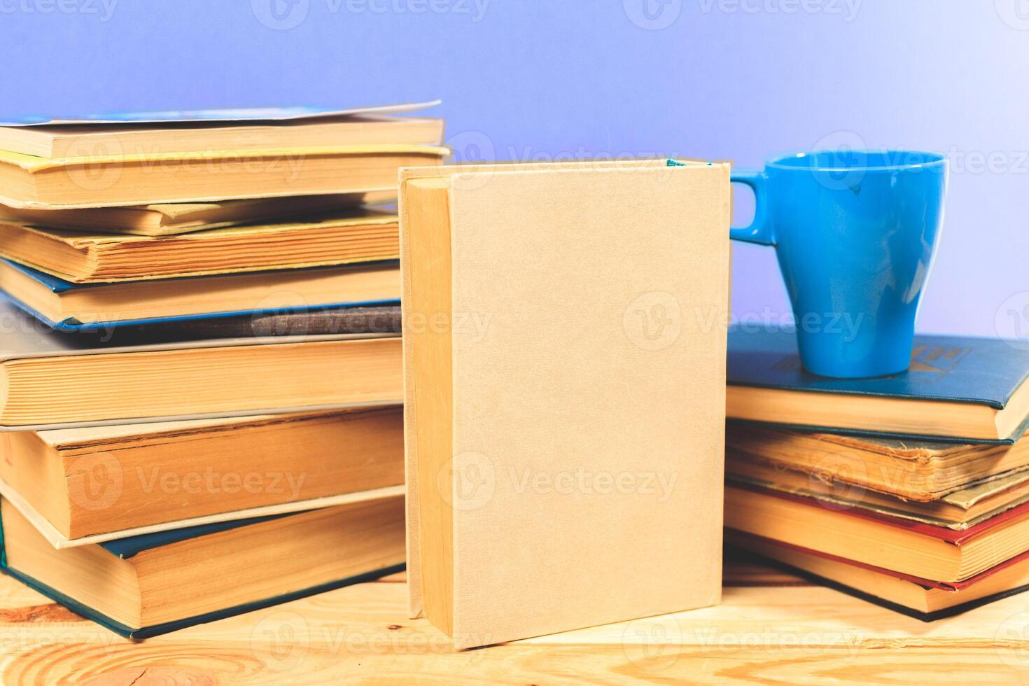 Books On Wooden Desk photo
