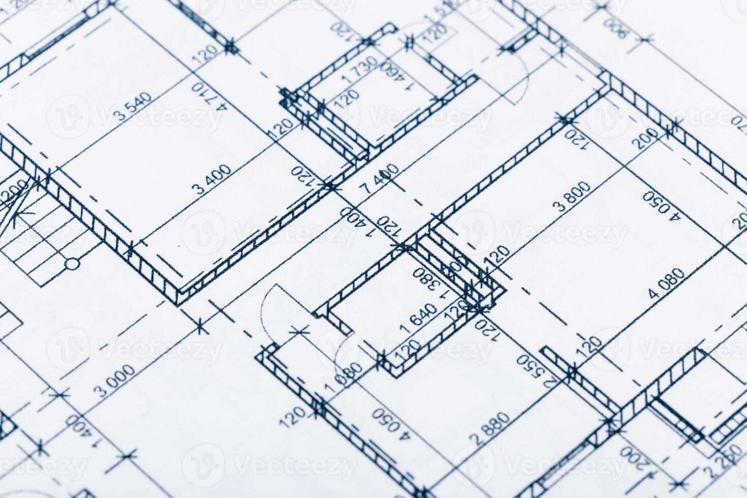 Architect worplace top view. photo
