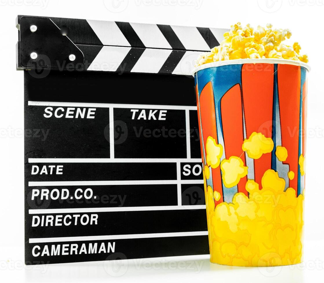 popcorn box with clapper board photo