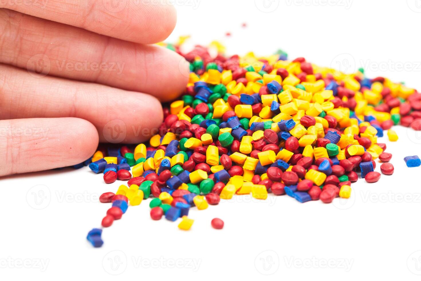 tinted plastic granulate for injection moulding process photo