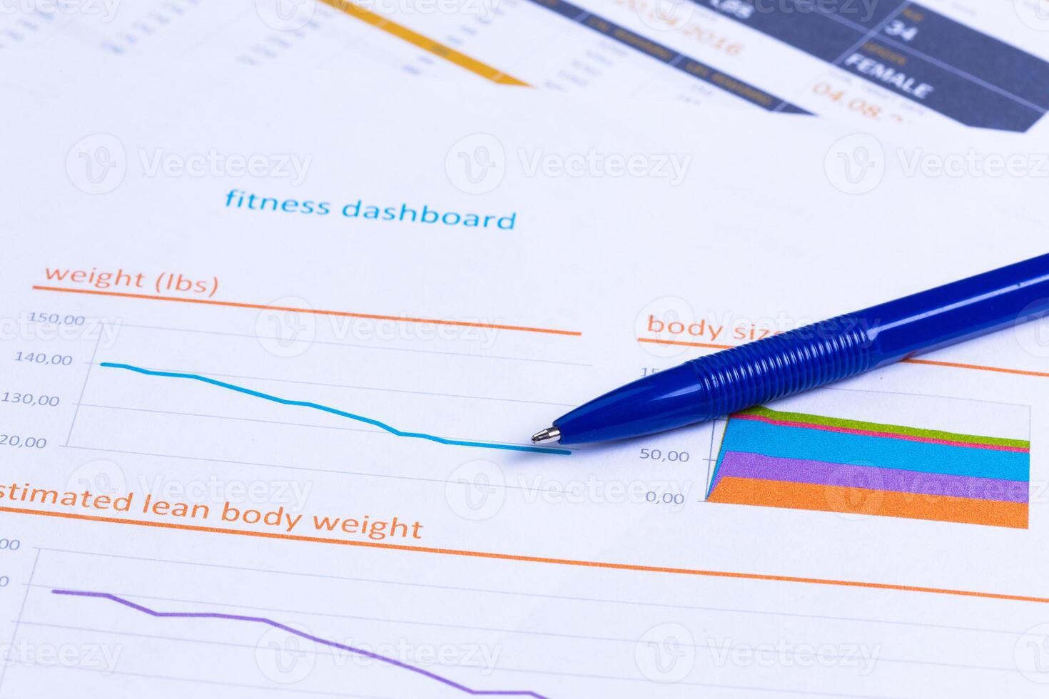 Business performance graph with ballpoint pen photo