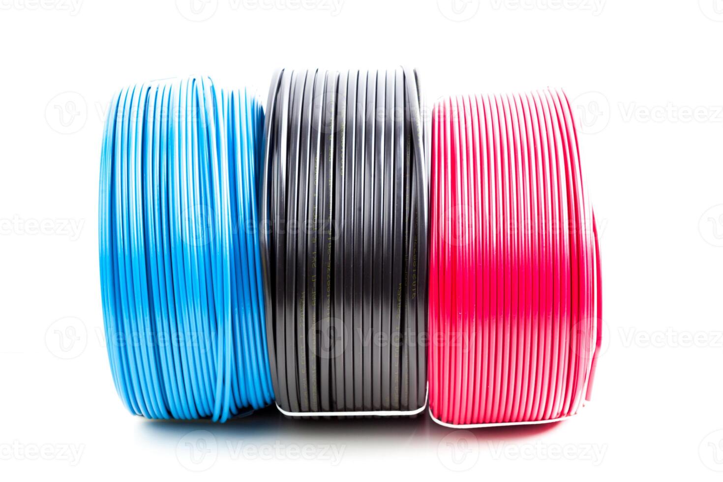 set colored electric cable on white background photo