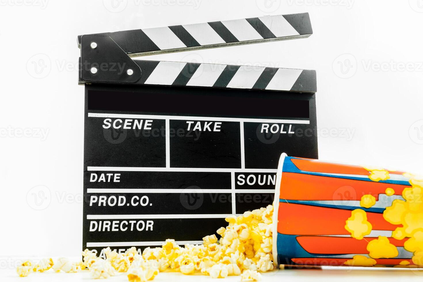 popcorn box with clapper board photo