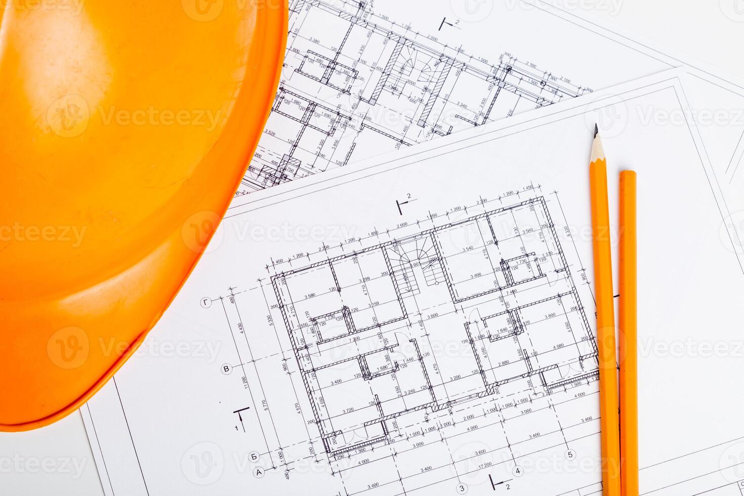 Architect worplace top view. photo