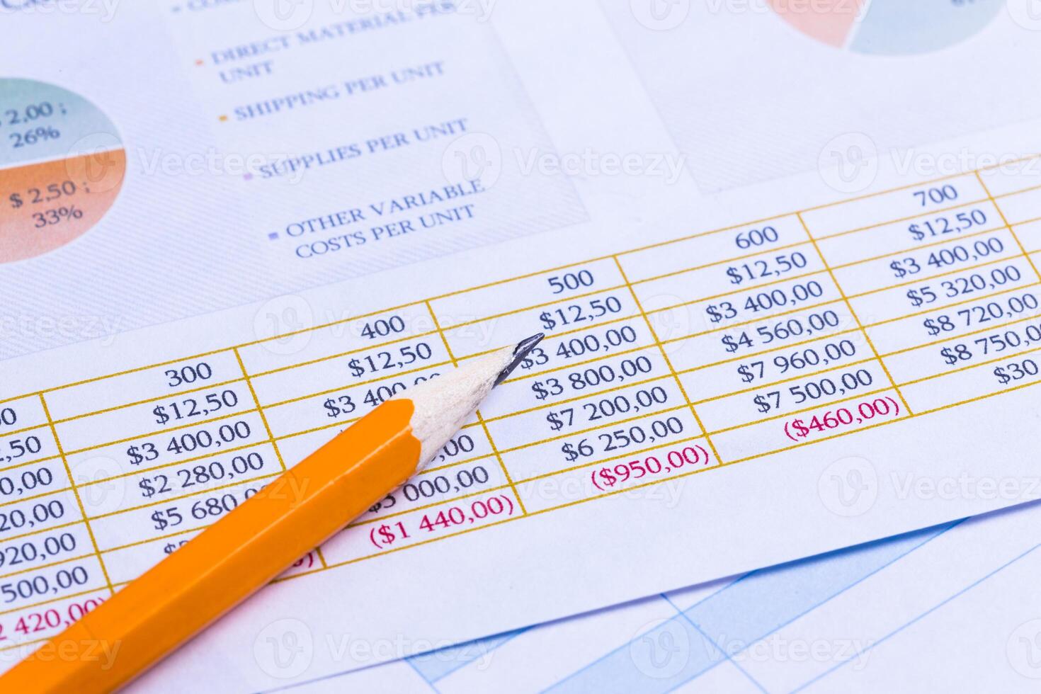 Business performance graph with pencil photo