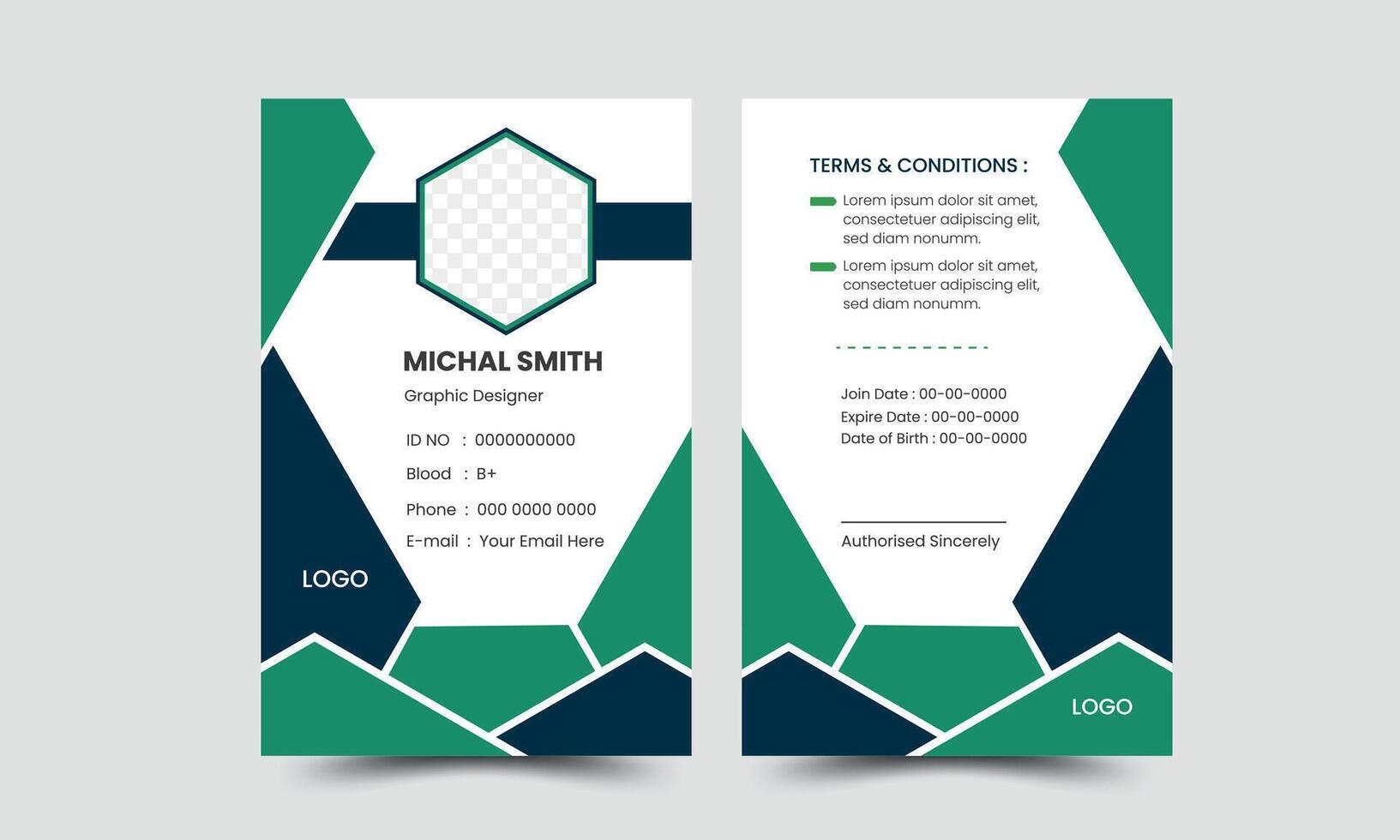 New ID card design template. Employee identity card design. Creative and clean corporate business card template, Luxury and elegant business card design template vector