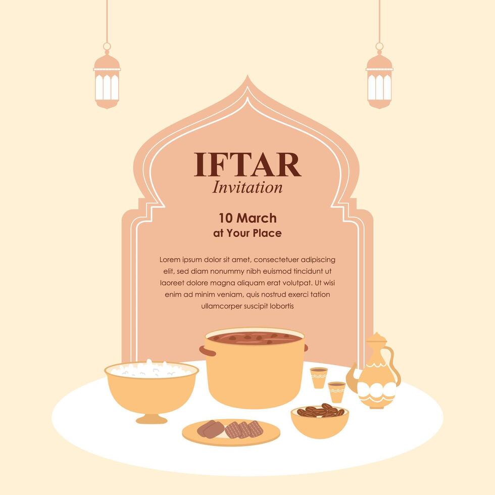 Social Media Iftar Party Invitation Illustration vector