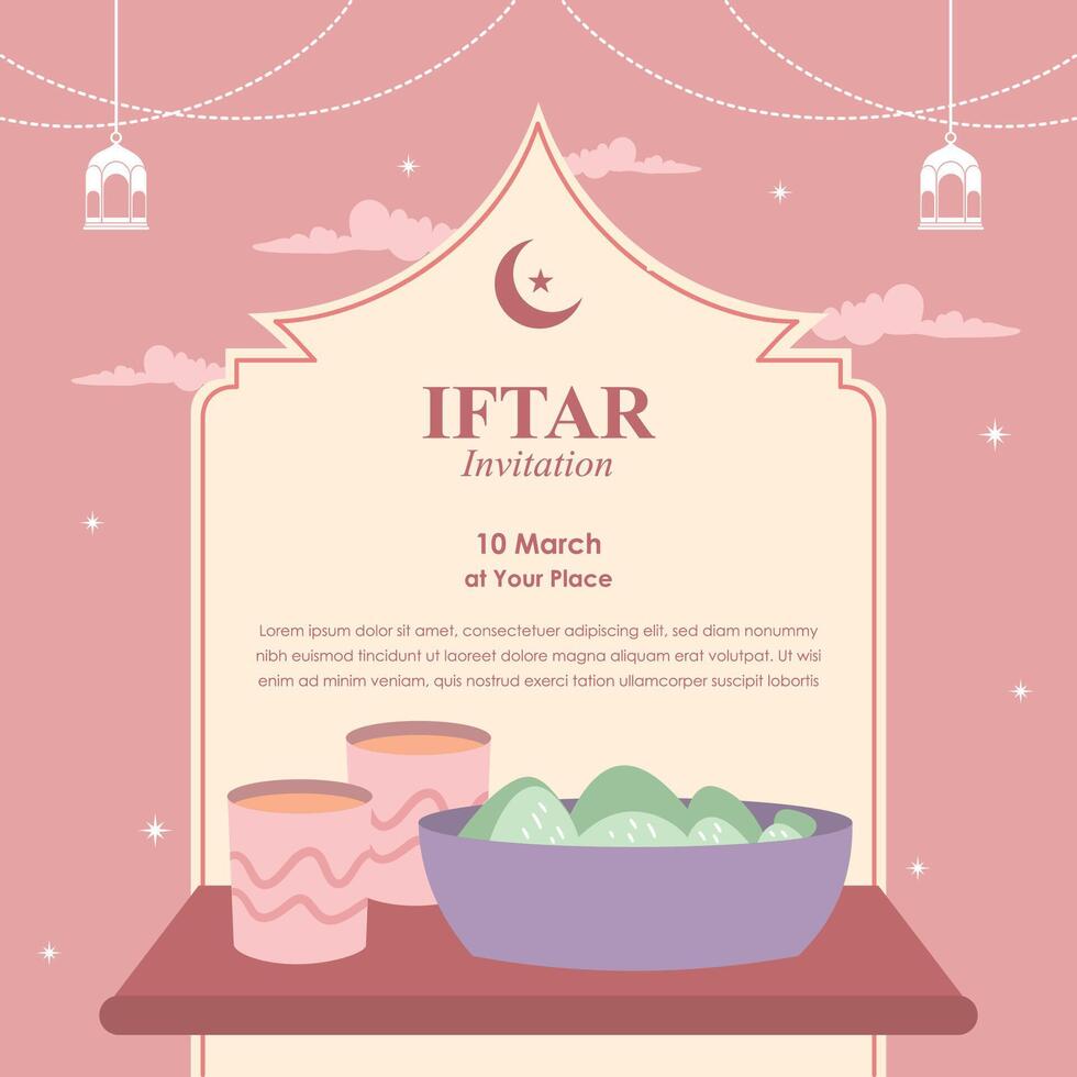 Social media Template fot Iftar Party vector