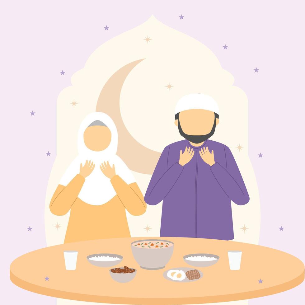 Illustration of Iftar with people vector