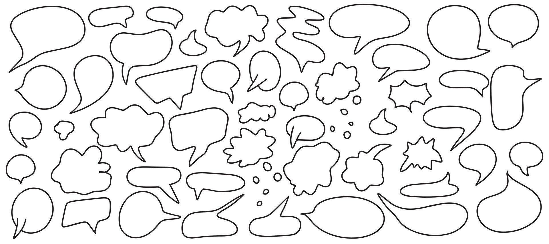 Big set of dialog boxes, different variants are hand drawn. vector