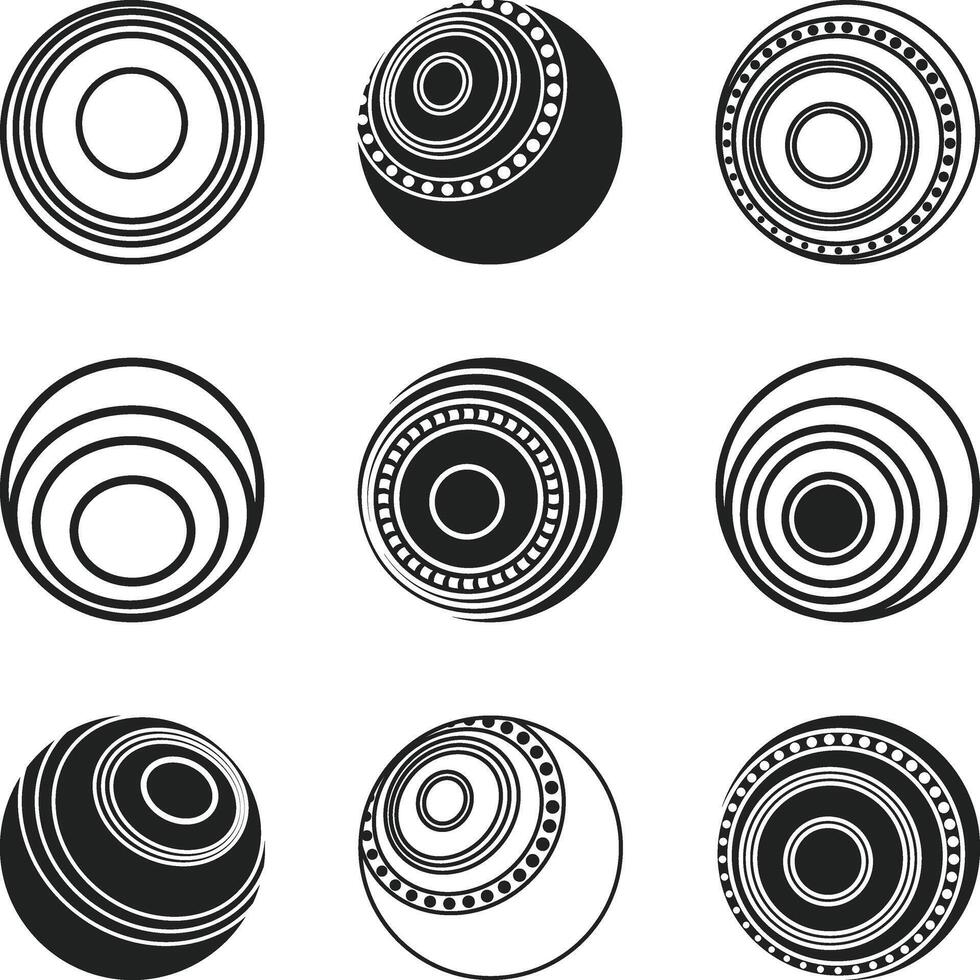 Set of Lawn Bowls Icons design vectors Silhouette illustration,