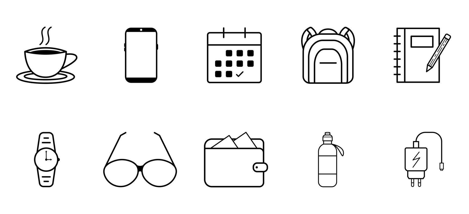 Daily Essentials Flat Icon Bundle, Modern and Minimalist Design vector