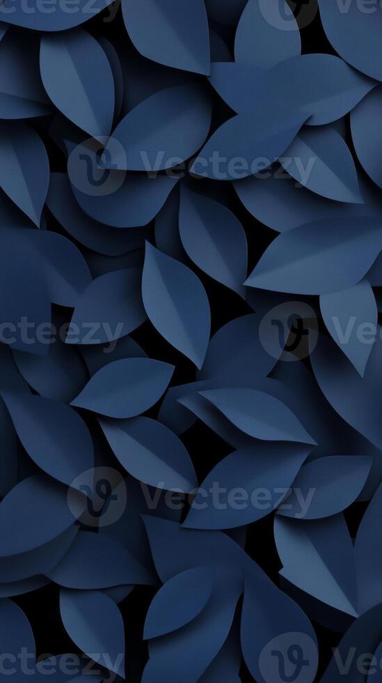 A close-up view of deep blue leaves arranged in a layered pattern, creating a visually appealing texture for decorative purposes photo