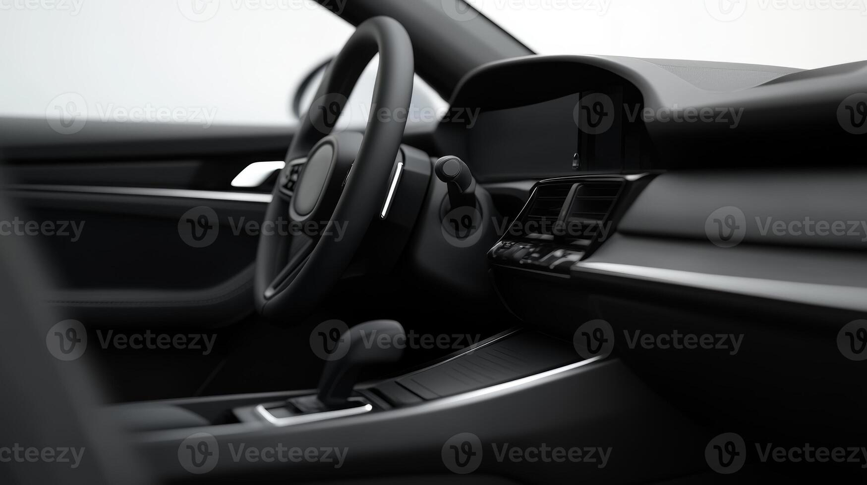 Interior view of a modern car showcasing the dashboard and controls in a minimalistic design photo