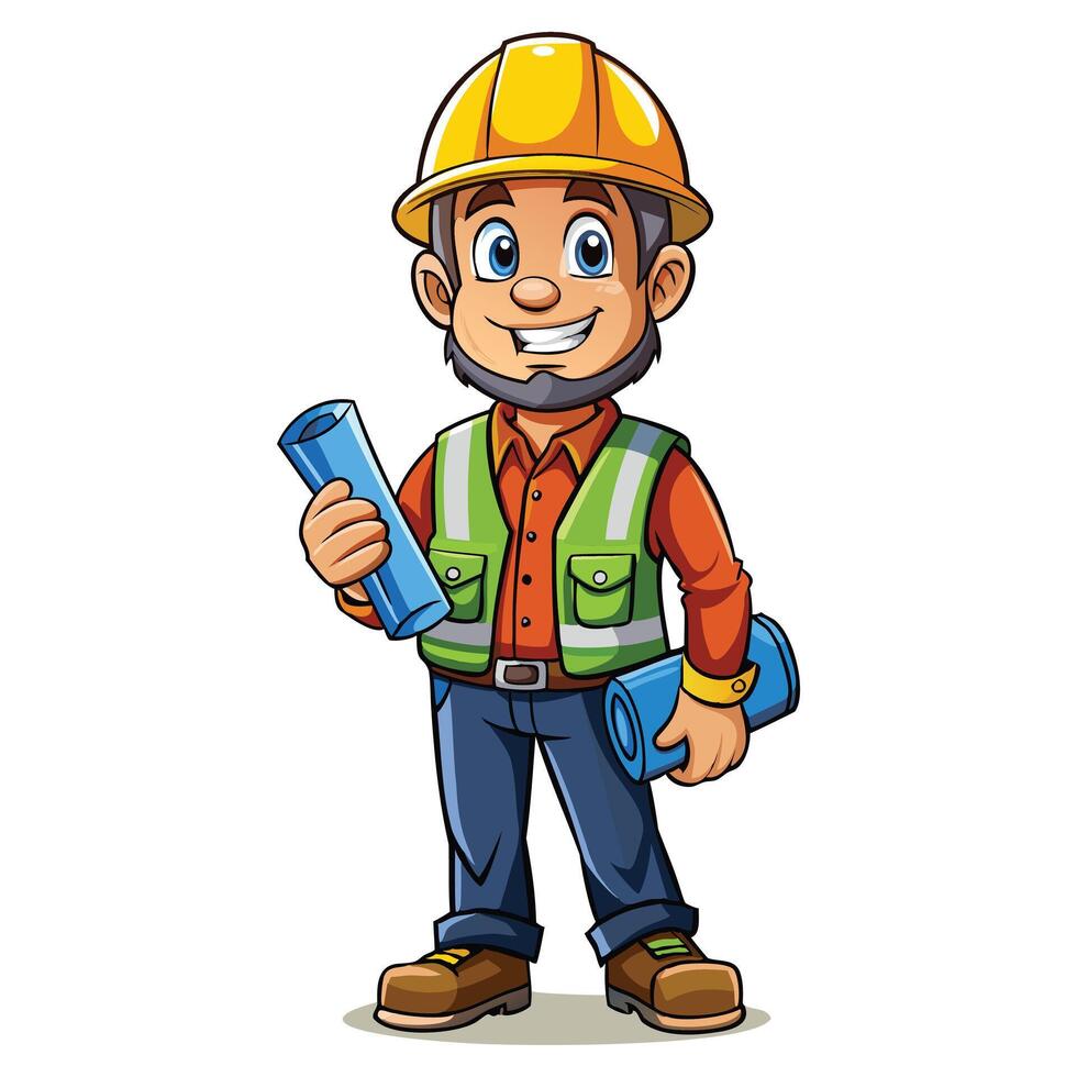 Construction Worker Mascot Cartoon vector