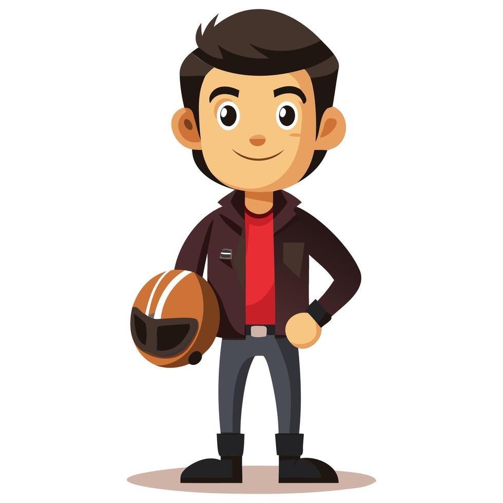 Funny Biker Cartoon with Helmet vector
