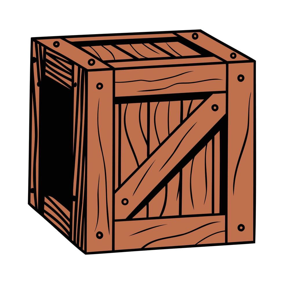 Rustic Wooden Box -Illustration Design vector