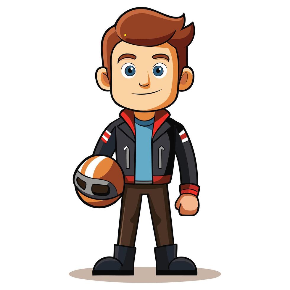 Cartoon Biker with Helmet vector