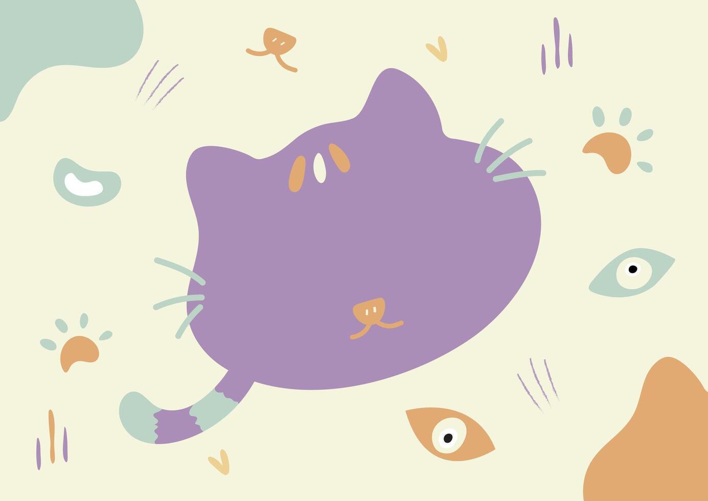 cat cartoon banner on decorate background vector