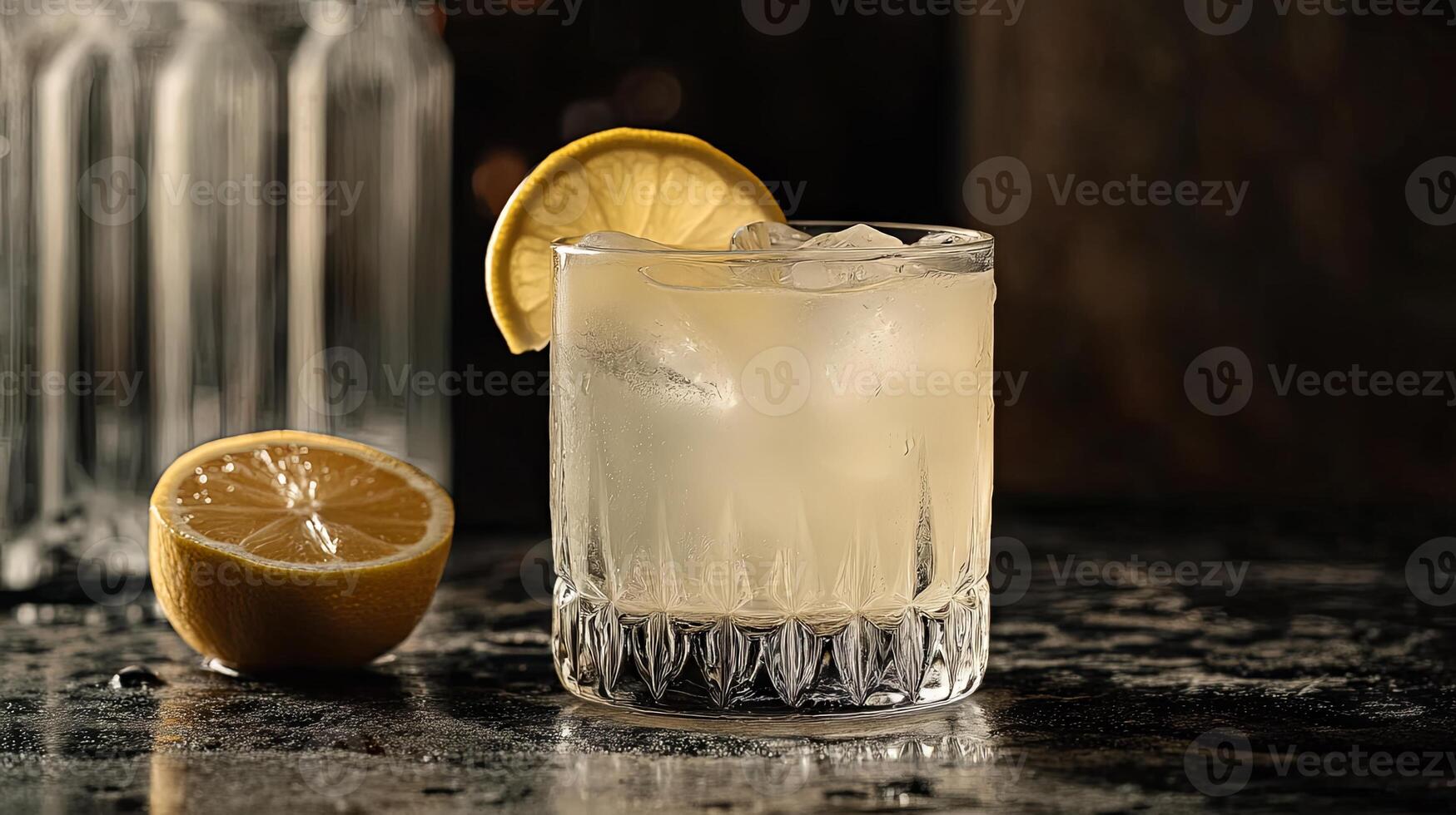 Elegant Refreshing Cocktail with Lemon Slice photo