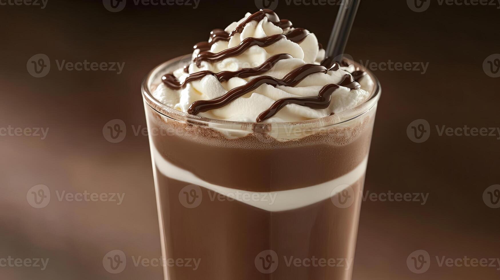 Chocolate Delightful Iced Drink with Whipped Cream photo