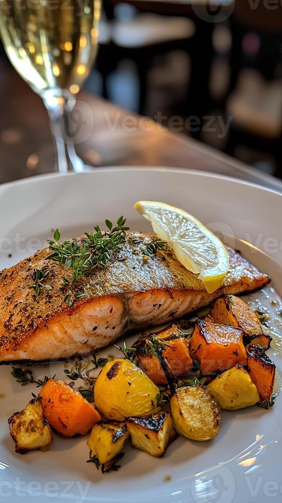 Pan-Seared Salmon with Roasted Root Vegetables photo