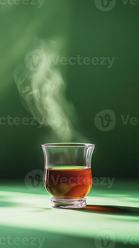 Steaming Hot Tea in a Glass Cup photo