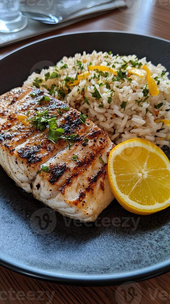 Grilled Fish with Lemon and Rice A Delicious Culinary Experience photo